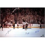 Mark Messier, Brian Leetch and Mike Richter - 1994 New York Rangers Victory On Ice - 3x Autographed 16x24 Photograph