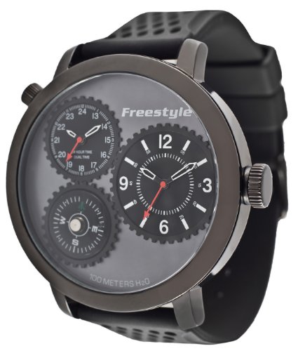 Freestyle Men'S 101164 Passage 1Piece Case Dual Time Triple Black Watch Picture
