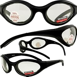 Windmaster Foam Padded Motorcycle/Hunting Sunglasses Clear Lenses With Shatterproof Polycarbonate Lenses