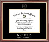 Nicholls State University Colonels - Embossed Seal - Mahogany Gold Trim - Diploma Frame