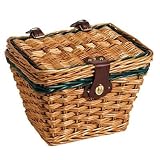  Nantucket Miacomet Rectangle Front Handlebar Bike Basket w/Lid (Willow/Dark Honey)