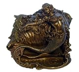 Mermaid and Conch Trinket Box, Bronze Powder Cast Statue 7.5-in