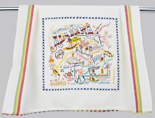 CatstudioAlabama Dish Towel - U.S. State Souvenir Kitchen and Hand Towel with Original Artwork - Perfect Tea Towels for Alabama Lovers, Travel Souvenir