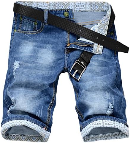 Rlouw Mens Regular Fit Straight Jean Shorts Blue