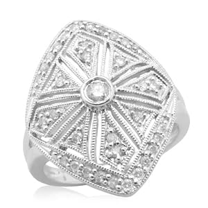 10k White Gold Vintage Diamond Ring (1/3 cttw, I-J Color, I3 Clarity), Size 6