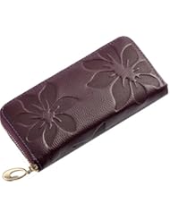 Apparel: Chrysansmile Sd9 Coffee Lady Long Style Bifold Large Bow Design Soft Cowhide Clutch Wallet Card Purse for Women