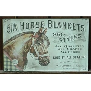 Buy 5 A HORSE BLANKETS Vintage Metal Advertising Sign Stable Farm Barn Tin now!
