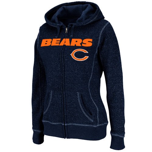 NFL Women's Chicago Bears Deep Post F-Zip Hd Long Sleeve Fullzip Marled Fleece Hoody (Athletic Navy Marled/White, XX-Large)