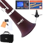 Mendini MCT-30+SD+PB+92D Intermediate Solid Rosewood B Flat Clarinet with Tuner, Case, Stand, Mouthpiece, 10 Reeds and More