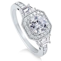 Sterling Silver Ring Round Cubic Zirconia CZ Ring 2.1 ct.tw