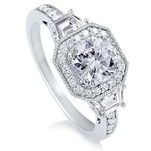 Sterling Silver Ring Round Cubic Zirconia Wedding Engagement Ring 2.1 ct.tw - Ideal Gift For Mother Day, Anniversary, Engagement, Wedding, Birthday, For Her