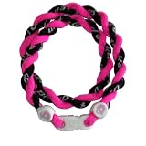 Phiten Custom Tornado Necklace - Hot Pink with Black 18 Finished Length