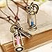 WellieSTR Lot of 2pcs Vintage Style Mini Sand Timer Hour Glass Hourglass Pendant Leather Rope Necklace