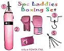 5 pc PINK punch bag gloves ceiling hook wraps set ideal and favourite for ladies. Complete boxing set from beginner to advance home or commercial use