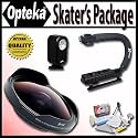 Opteka Deluxe "Skaters" Package (Includes the OPT-SC43FE Platinum Series 0.3X HD Ultra Fisheye Lens, X-GRIP Camcorder Handle, & 3 Watt Video Light) for 43mm Camcorders