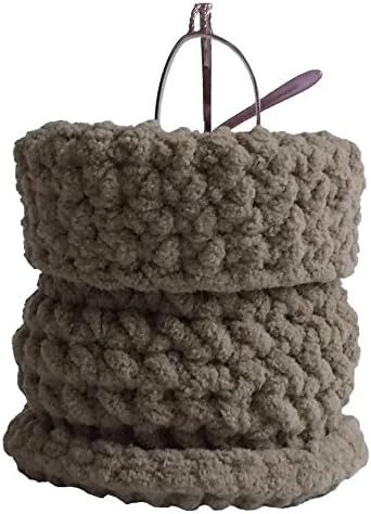 Hand Crocheted Soft Eyeglass Basket - Upright Standing Eyeglass Case or Eyeglass Holder for Desktop, Nightstand, and Countertop - Sand