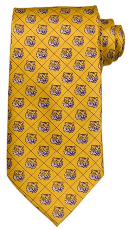 LSU - Tigers - 1 Tone Gold Tiger Head - Necktie - Tie [Apparel]