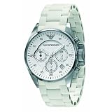 Emporio Armani Watch, Mens Chronograph White Silicone and Stainless Steel Bracelet AR5867 by 54