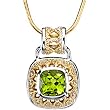 Sterling Silver and 14K Yellow Gold Peridot and Diamond Pendant