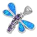 Sterling Silver Blue Lab Opal with Amethyst Cubic title=