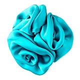 Blue Silky Rosette Brooch/Hair Clip - 4x4 Pin and Hair Clip Backing