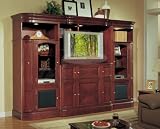 Cherry Plasma & LCD TV Pop Up Entertainment Center w/ Motorized Lift