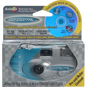 SOLARIS GODIGITAL 35MM CAMERA with flash, 27-exposures, 800-asa speed film (includes developing) by Solaris