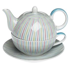 Yedi Houseware Classic Coffee and Tea Candies Tea for One with Saucer, Stripes