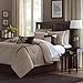 Madison Park Cozy Comforter Set Casual Blocks Design All Season, Matching Bed Skirt, Decorative Pillows, Cal King(104