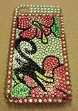 Best Price iPhone 4 Case Blink Diamonds Couple Beautiful Pink Flowers Crystals Protector Snap On Case Cover