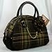 Juicy Couture Brown Plaid Wool Bowler Satchel Bag