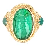 Tagliamonte - 14k Yellow Gold Green Venetian Glass Cameo and Green Tourmaline Ring, Size 6