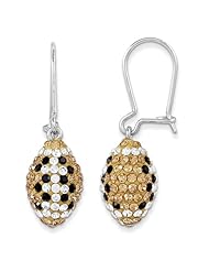 Sterling Silver Swarovski Elements New Orleans Spirit Football Earrings