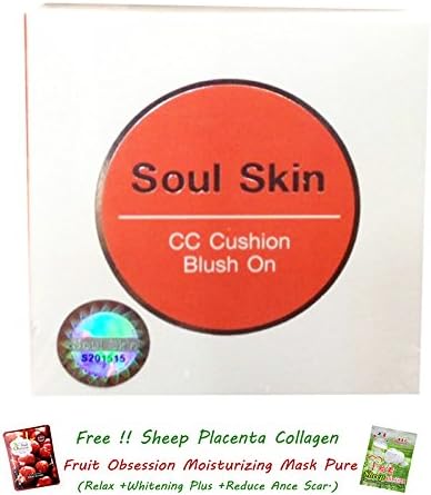 Soul Skin CC Cushion Blush On [Orange 02 Rosy] Colorful Water Blush On, Cheek blush.[Get Free Tomato Facial Mask ]