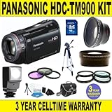 BRAND NEW PANASONIC HDC-TM900 CAMCORDER w/ .45X SUPER WIDE ANGLE LENS + 2X  ....