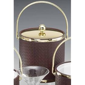 Kraftware 43268 Wicker Burgundy 3 Quart Ice Bucket with Bale Handle and Metal Cover by Kraftware