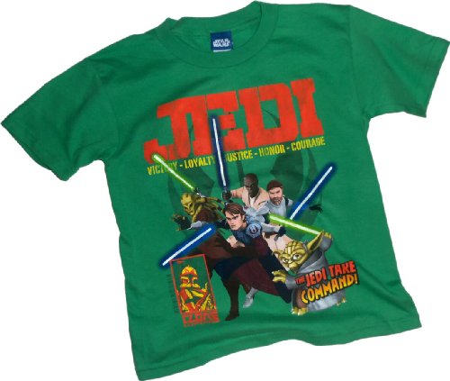  Star Wars: The Clone Wars -- "The Jedi Take Command!" (Glow-In-The-Dark) Juvenile T-Shirt