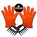 BBQ Set - Silicone BBQ Gloves (1 Pair) Plus Meat Handlers (1 Pair) * BBQ Gift Set Includes 2 Premium Products a Pair of Caveman Meat Claws and a Pair of Heat Resistant Cooking Gloves