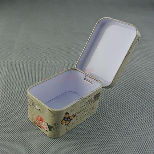 Rectangular Mini Jewelry Box Case Tea Storage Tin Box Tinplate Candy Iron Case Type:Butterfly Printed