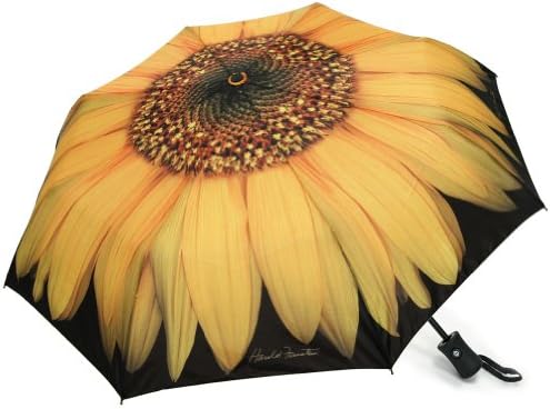Harold Feinstein Auto Open and Close Sunflower Collapsible Compact Umbrella, Multi-Colored, One Size