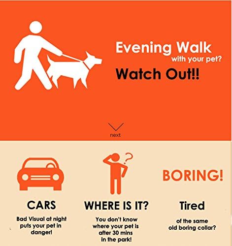 Motion Infiniti - Best 2 in 1 Blue Basic Dog Collars and LED Flashing Safety Dog Collar (Orange) - Safety Collar Protects Your Dog & Cat At Night! - 100% Money Back Guarantee!