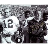 Chuck Noll Pittsburgh Steelers w/Terry Bradshaw and Joe Greene B&W 8X10 Autographed Photo