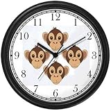 Four Monkeys (Heads) - Monkey Cartoon - JP Animal Wall Clock by WatchBuddy Timepieces (Hunter Green Frame)