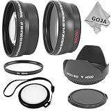 Essential Kit for NIKON DSLR Cameras (D7000 D5100 D5000 D3200 D3100 D3000 D80 D60 D40) - Includes: 52MM 0.45X Wide Angle (w/ Macro Portion) and 2.0X Telephoto High Definition Lenses + Ultra Violet (UV) Lens Filter + White Balance Lens Cap + Tulip Flower Lens Hood + Snap-On Lens Cap + Premium MagicFiber Microfiber Cleaning Cloth