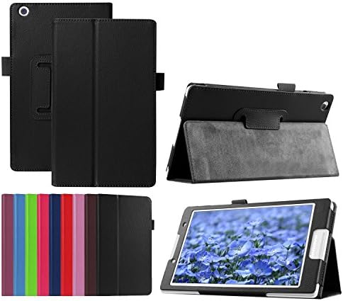 Lenovo Tab2 A8-50F Case - Folio PU Leather Protective Case Stand Cover Skin For 2015 Released 8 Inch Lenovo TAB 2 A8-50F Tablet (Black)