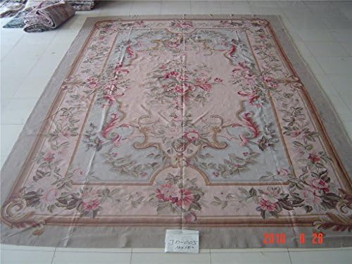 authentic wool french 12' X 18' Blue Field Ivory Border flat weave aubusson carpets