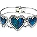 Embolden Jewelry Best Gift for a Girlfriend - Silver and Blue Green Abalone Paua Shell Heart Crystal Bangle Cuff Bracelet