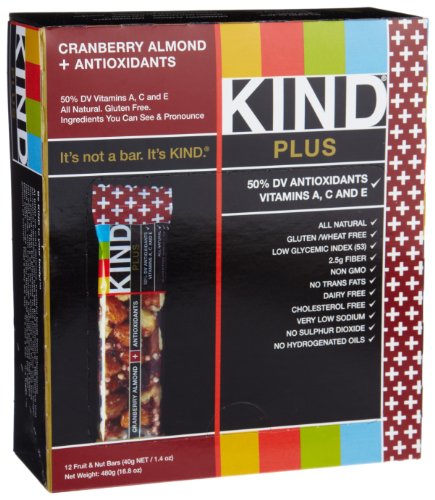 KIND PLUS, Cranberry Almond + Antioxidants, Nutritional Boost, Gluten Free Bars (Pack of 12)