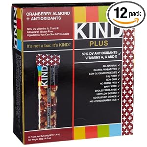 KIND PLUS, Cranberry Almond + Antioxidants, Nutritional Boost, Gluten Free Bars (Pack of 12)