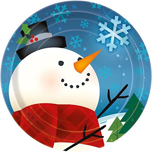 8 Count Joyful Snowman Dessert Plates, 7-Inch